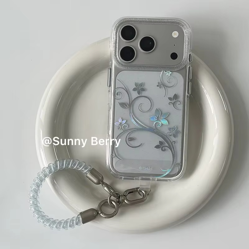 Phone Accessories Kiosk - Modische Einfache Blumenranken-Y2K-Glitzer-Handyhülle für iPhone Ultra