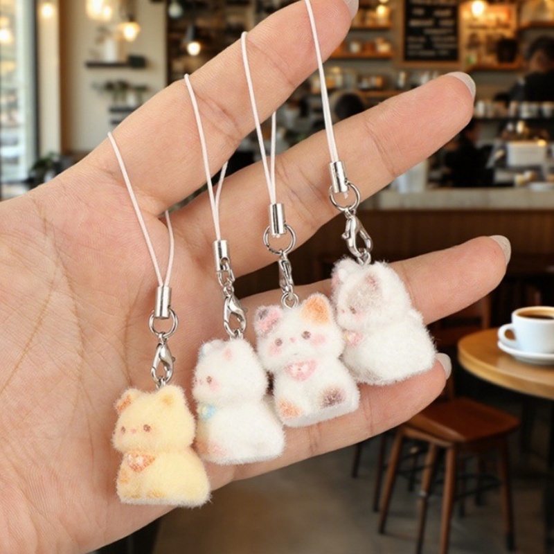 Phone Accessories For Your Car - Nette Cartoon Beflockung Tier Katze Anhänger