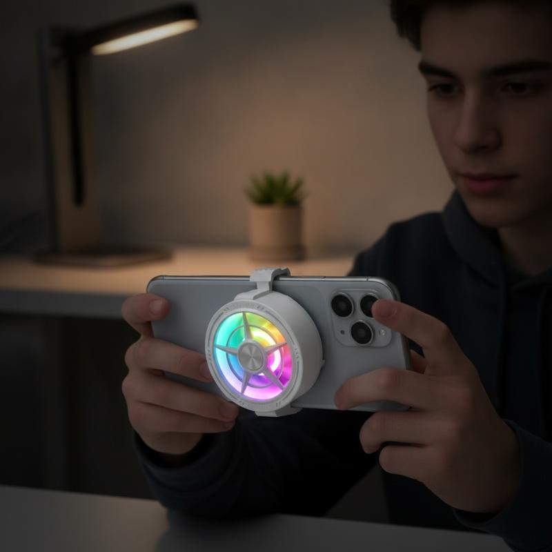 Phone Cooling Fan - Clip-On-Handykühler mit RGB-Beleuchtung, geräuscharm, USB-betrieben, schneller