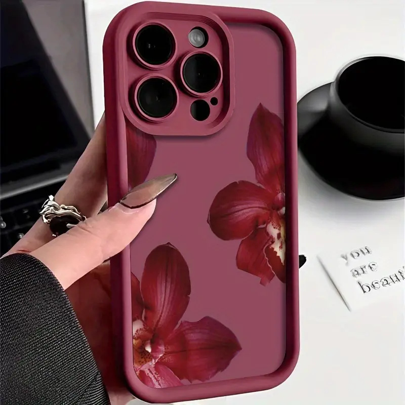 Phone Accessories Kiosk - Weinrote Orchideenblüten-Handyhülle für iPhone 11 12